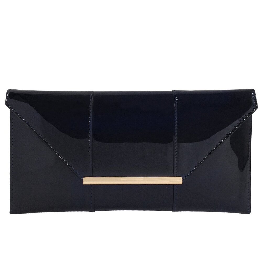 7617 Faux Patent Leather Envelope Candy Clutch – Gold Hardware, Detachable